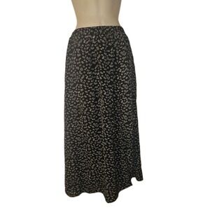 NWT Avanova High Waist Long Slitted Skirt Women Size M Black White Floral print